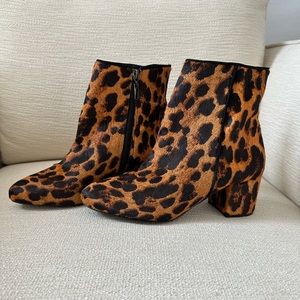 NWOT SCHUTZ Calf Hair Leopard Print Ankle Booties Size 8